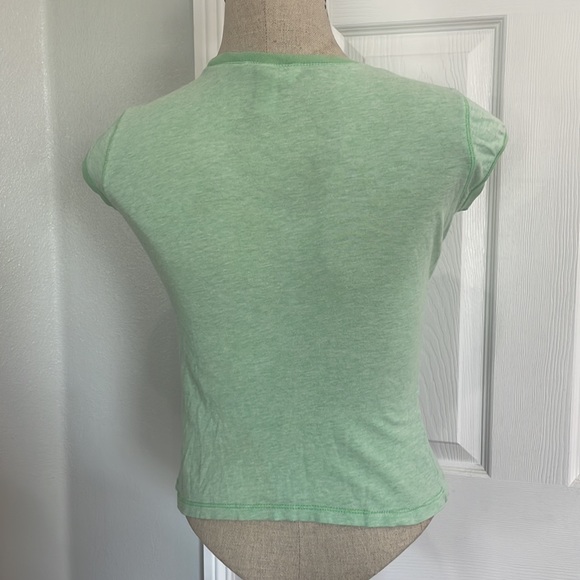 Y2K Aeropostale baby tee green T-shirt 100% cotton cap sleeve top womens size XS - Picture 3 of 7